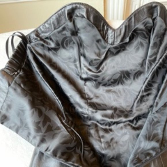 80s Michael Hoban Black Leather Strapless Dress - Picture 7 of 10